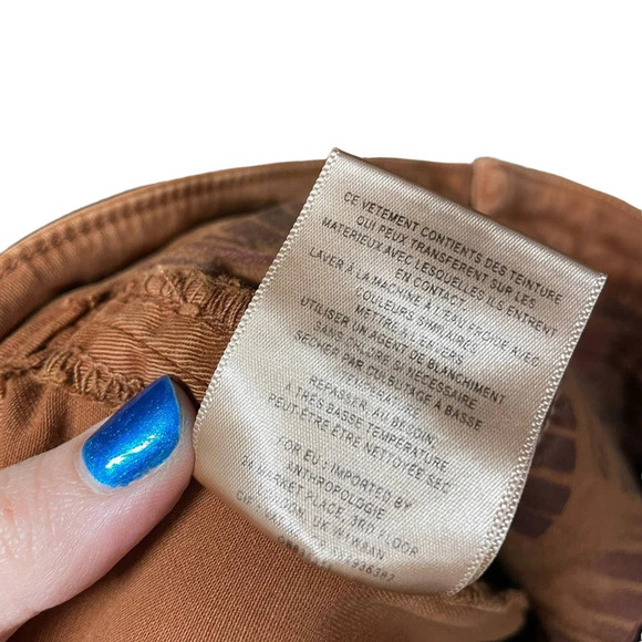 Anthropologie Pilcro Relaxed‎ Chino Pants Trouser Velvet Side Stripe Tan Size 28 - Picture 9 of 9